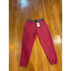New Nike Pro Kids Jogger Sweatpants Pink White Logo Athletic Pants Size XL